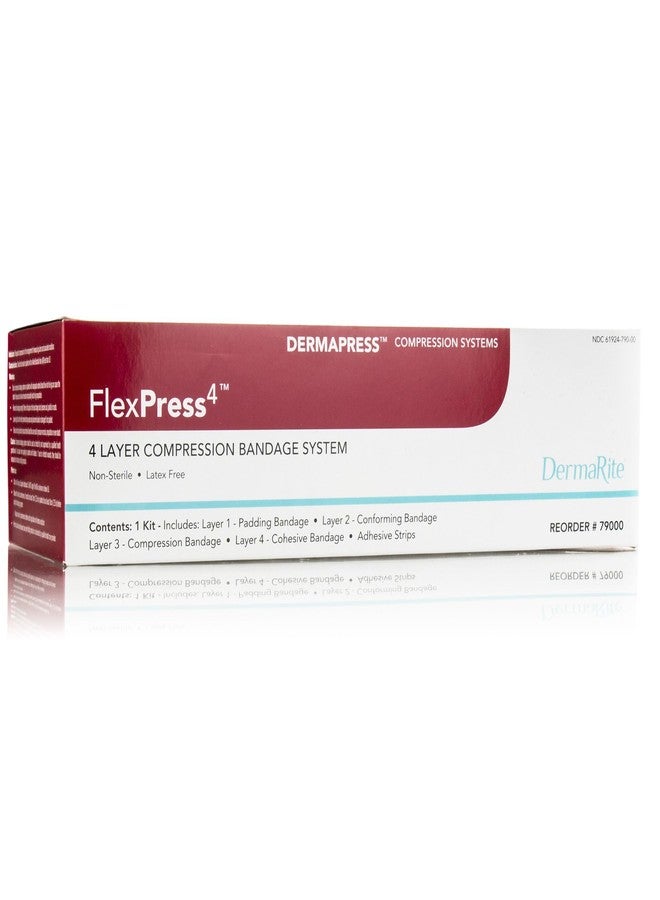 DermaRite's FlexPress4 Elastic 4 Layer Compression Bandage System - Manage Edema & Venous Leg Ulcers, All-in-One Kit, Various Sizes, 1 Count, 1 Pack - Image 2